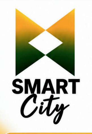 Logo with geometric shapes and the text 'SMART City' below, in black and white, on a white background.