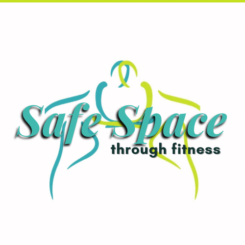 Logo with stylized human figures and text 'Safe Space through fitness'.